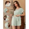 imageEkouaer Maternity Sets 2 Piece Outfits Flowing Short Sleeve V Neck Postpartum Pregnancy Pajamas ClothesSage Green