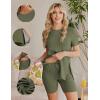 imageEkouaer Maternity Sets 2 Piece Outfits Ribbed Knit Short Sleeve Shirts and Biker Shorts Pregnancy Loungewear Mama ClothesArmy Green