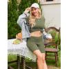 imageEkouaer Maternity Sets 2 Piece Outfits Ribbed Knit Short Sleeve Shirts and Biker Shorts Pregnancy Loungewear Mama ClothesArmy Green