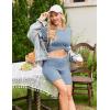 imageEkouaer Maternity Sets 2 Piece Outfits Ribbed Knit Short Sleeve Shirts and Biker Shorts Pregnancy Loungewear Mama ClothesBlue
