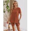 imageEkouaer Maternity Sets 2 Piece Outfits Ribbed Knit Short Sleeve Shirts and Biker Shorts Pregnancy Loungewear Mama ClothesCaramel