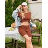 imageEkouaer Maternity Sets 2 Piece Outfits Ribbed Knit Short Sleeve Shirts and Biker Shorts Pregnancy Loungewear Mama ClothesCaramel