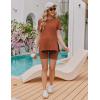 imageEkouaer Maternity Sets 2 Piece Outfits Ribbed Knit Short Sleeve Shirts and Biker Shorts Pregnancy Loungewear Mama ClothesCaramel