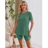 imageEkouaer Maternity Sets 2 Piece Outfits Ribbed Knit Short Sleeve Shirts and Biker Shorts Pregnancy Loungewear Mama ClothesGreen