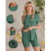 imageEkouaer Maternity Sets 2 Piece Outfits Ribbed Knit Short Sleeve Shirts and Biker Shorts Pregnancy Loungewear Mama ClothesGreen