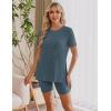 imageEkouaer Maternity Sets 2 Piece Outfits Ribbed Knit Short Sleeve Shirts and Biker Shorts Pregnancy Loungewear Mama ClothesGrey Blue