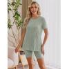 imageEkouaer Maternity Sets 2 Piece Outfits Ribbed Knit Short Sleeve Shirts and Biker Shorts Pregnancy Loungewear Mama ClothesLight Green
