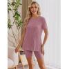 imageEkouaer Maternity Sets 2 Piece Outfits Ribbed Knit Short Sleeve Shirts and Biker Shorts Pregnancy Loungewear Mama ClothesPink