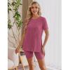 imageEkouaer Maternity Sets 2 Piece Outfits Ribbed Knit Short Sleeve Shirts and Biker Shorts Pregnancy Loungewear Mama ClothesRose Red
