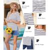 imageEkouaer Maternity Shirts 3 Packs Short Sleeve Womens Oversized Pregnancy Tops Split Side Postpartum Blouse Clothes SXXLBlackLight GrayWhite Stripe