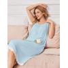imageEkouaer Nightgowns for Women Sleeveless Night Gown Victorian Sleep Shirt with Pockets Ladies Pjs Lace Trim Sleepwear SXXLLight Blue