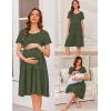imageEkouaer Nursing Dress Summer Short Sleeve Breastfeeding Casual Knee Length Maternity Dresses SXXLArmy Green