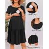 imageEkouaer Nursing Dress Summer Short Sleeve Breastfeeding Casual Knee Length Maternity Dresses SXXLBlack