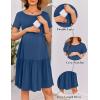 imageEkouaer Nursing Dress Summer Short Sleeve Breastfeeding Casual Knee Length Maternity Dresses SXXLGrey Blue