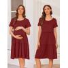 imageEkouaer Nursing Dress Summer Short Sleeve Breastfeeding Casual Knee Length Maternity Dresses SXXLWine Red