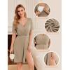 imageEkouaer Nursing Nightgown 3 in 1 LaborDeliveryHospital Gown Maternity Dress Ribbed Knit Breastfeeding Sleepwear SXXLCream