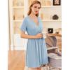 imageEkouaer Nursing Nightgown 3 in 1 LaborDeliveryHospital Gown Maternity Dress Ribbed Knit Breastfeeding Sleepwear SXXLLake Blue