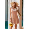 imageEkouaer Rompers for Women 2025 Fashion Ribbed Knit Jumpsuit Scoop Neck Loose Outfit Wide Leg Summer One Piece ShortallsKhaki