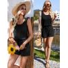 imageEkouaer Rompers for Women Summer 2025 Casual Sleeveless Scoop Neck Tank Top Ribbed Short Jumpsuits Romper with PocketsBlack