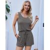 imageEkouaer Rompers for Women Summer 2025 Casual Sleeveless Scoop Neck Tank Top Ribbed Short Jumpsuits Romper with PocketsDark Grey
