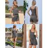 imageEkouaer Rompers for Women Summer 2025 Casual Sleeveless Scoop Neck Tank Top Ribbed Short Jumpsuits Romper with PocketsDark Grey