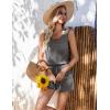 imageEkouaer Rompers for Women Summer 2025 Casual Sleeveless Scoop Neck Tank Top Ribbed Short Jumpsuits Romper with PocketsDark Grey