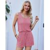 imageEkouaer Rompers for Women Summer 2025 Casual Sleeveless Scoop Neck Tank Top Ribbed Short Jumpsuits Romper with PocketsHot Pink
