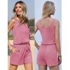 imageEkouaer Rompers for Women Summer 2025 Casual Sleeveless Scoop Neck Tank Top Ribbed Short Jumpsuits Romper with PocketsHot Pink