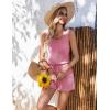 imageEkouaer Rompers for Women Summer 2025 Casual Sleeveless Scoop Neck Tank Top Ribbed Short Jumpsuits Romper with PocketsHot Pink