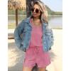 imageEkouaer Rompers for Women Summer 2025 Casual Sleeveless Scoop Neck Tank Top Ribbed Short Jumpsuits Romper with PocketsHot Pink