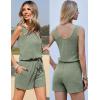 imageEkouaer Rompers for Women Summer 2025 Casual Sleeveless Scoop Neck Tank Top Ribbed Short Jumpsuits Romper with PocketsIce Green