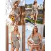 imageEkouaer Rompers for Women Summer 2025 Casual Sleeveless Scoop Neck Tank Top Ribbed Short Jumpsuits Romper with PocketsKhaki