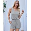 imageEkouaer Rompers for Women Summer 2025 Casual Sleeveless Scoop Neck Tank Top Ribbed Short Jumpsuits Romper with PocketsLight Grey