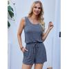imageEkouaer Rompers for Women Summer 2025 Casual Sleeveless Scoop Neck Tank Top Ribbed Short Jumpsuits Romper with PocketsNavy Blue