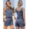 imageEkouaer Rompers for Women Summer 2025 Casual Sleeveless Scoop Neck Tank Top Ribbed Short Jumpsuits Romper with PocketsNavy Blue