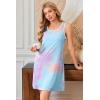 imageEkouaer Tank Nightgowns for Women Sleeveless Sleep Dress Crew Neck Sleep Shirt Comfy Pajama DressColorful Tiedye