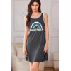 imageEkouaer Tank Nightgowns for Women Sleeveless Sleep Dress Crew Neck Sleep Shirt Comfy Pajama DressGrey Rainbow