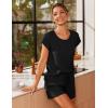 imageEkouaer Women 2 Piece Pajamas Set Short Sleeve Comfy Lounge Set Round Neck Tops and Shorts Pjs with PocketsBlack