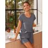 imageEkouaer Women 2 Piece Pajamas Set Short Sleeve Comfy Lounge Set Round Neck Tops and Shorts Pjs with PocketsGrey