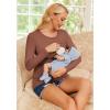 imageEkouaer Women 3 Packs Nursing Shirts Long Sleeve Maternity Tops Double Layer Breastfeeding Tees Round Neck Pregnancy BlouseBlack  Dirty Pink  Deep Brown