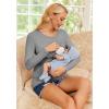imageEkouaer Women 3 Packs Nursing Shirts Long Sleeve Maternity Tops Double Layer Breastfeeding Tees Round Neck Pregnancy BlouseBlack  Medium Gray  Army Green