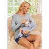 imageEkouaer Women 3 Packs Nursing Shirts Long Sleeve Maternity Tops Double Layer Breastfeeding Tees Round Neck Pregnancy BlouseBlack  Medium Gray  Dirty Pink