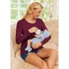 imageEkouaer Women 3 Packs Nursing Shirts Long Sleeve Maternity Tops Double Layer Breastfeeding Tees Round Neck Pregnancy BlouseDark Grey  Dark Red  Caramel