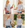 imageEkouaer Women 3 Packs Nursing Shirts Long Sleeve Maternity Tops Double Layer Breastfeeding Tees Round Neck Pregnancy BlouseLake Green  Black  Stripe Black  White