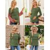 imageEkouaer Women 3 Packs Nursing Shirts Long Sleeve Maternity Tops Double Layer Breastfeeding Tees Round Neck Pregnancy BlouseLight Grey  Black  Army Green