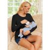 imageEkouaer Women 3 Packs Nursing Shirts Long Sleeve Maternity Tops Double Layer Breastfeeding Tees Round Neck Pregnancy BlouseLight Grey  Black  Army Green