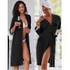 imageEkouaer Women Lace Maternity Nursing Gown and 34 Sleeve Robe Set Double Layer Breastfeeding Nightgown Slip Dress ampamp BathrobeBlack