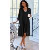 imageEkouaer Women Lace Maternity Nursing Gown and 34 Sleeve Robe Set Double Layer Breastfeeding Nightgown Slip Dress ampamp BathrobeBlack
