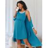 imageEkouaer Women Lace Maternity Nursing Gown and 34 Sleeve Robe Set Double Layer Breastfeeding Nightgown Slip Dress ampamp BathrobeBlue Green