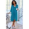 imageEkouaer Women Lace Maternity Nursing Gown and 34 Sleeve Robe Set Double Layer Breastfeeding Nightgown Slip Dress ampamp BathrobeBlue Green